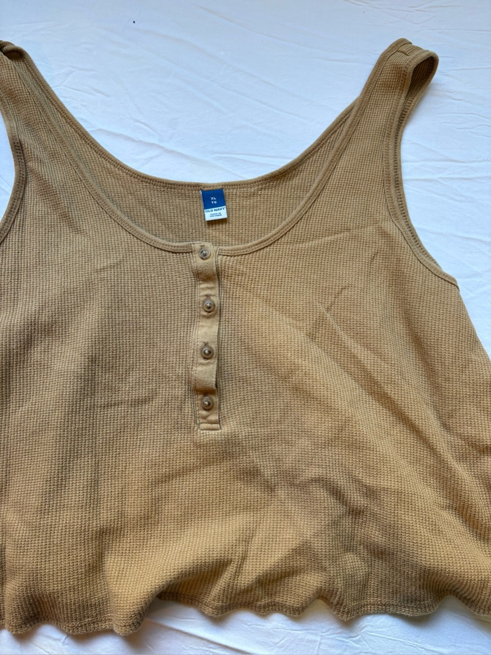 Old Navy Women's Ribbed Henley Tank Top - Tan